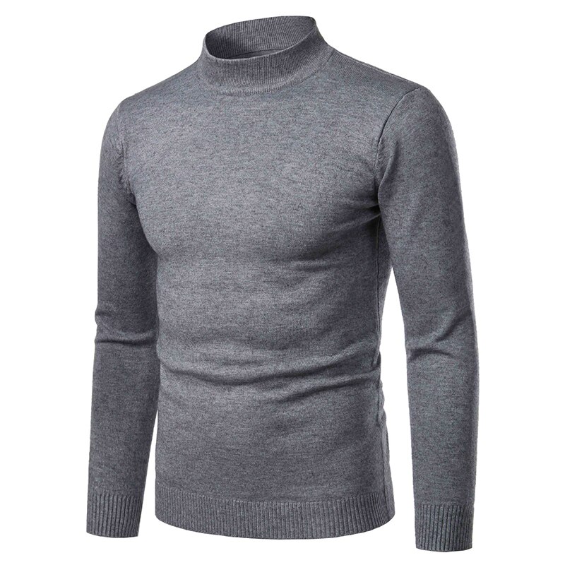 Male Sweater Turtleneck Knitwear Autumn Winter Warm Cold Blouse Charming Slim Fit Casual Pullover Solid Color Sweater Plus Size